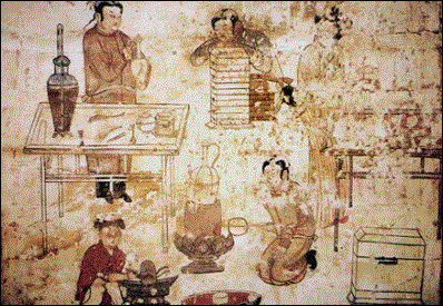 下八里村6號墓壁畫--茶作坊圖 [遼]